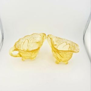 Indiana Glasses Tiara  Yellow Mist Sweet Pear Creamer and Sugar Server